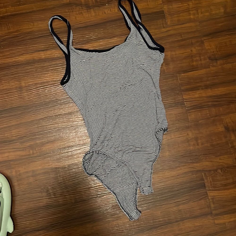 Wasabi One Piece Body Suit - Navy & White Striped - Size Small Snap Bottom NWOT